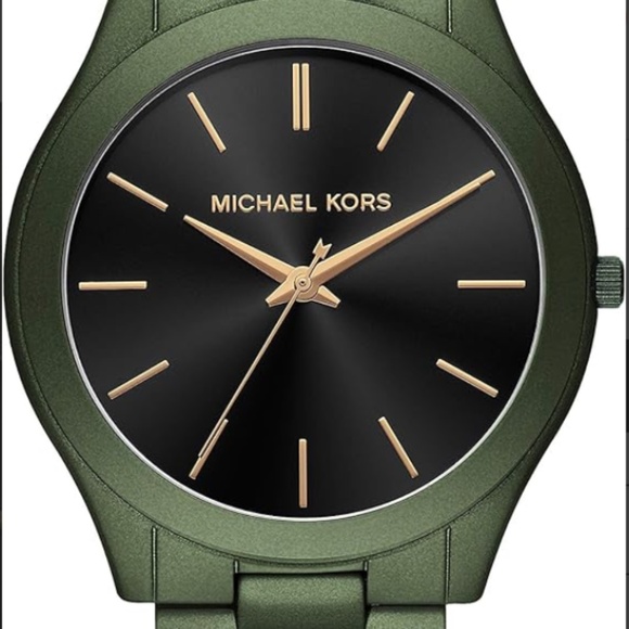 Michael Kors MK8715 Slim Runway 45mm Men's Green Stainless Steel Watch - Picture 1 of 5